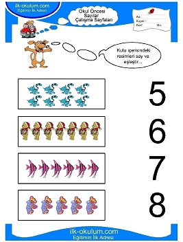 Çocuklar İçin sayı Çalışma Sayfaları 